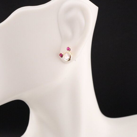 Women's 14k Gold Hot Pink Mickey Mouse Stud Earrings Adorable Jewelry ** - Picture 3 of 12